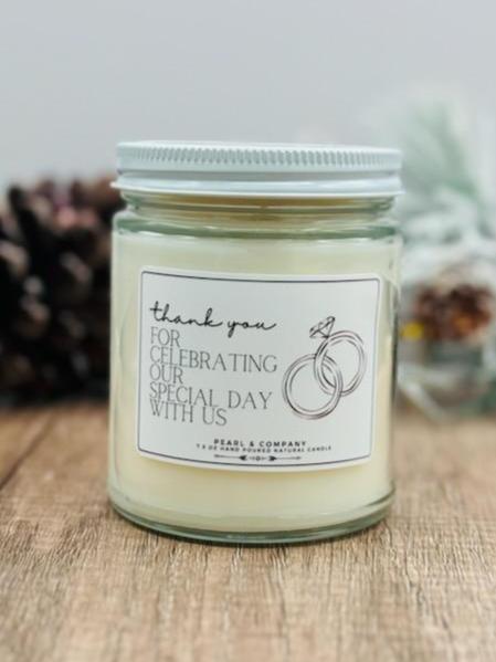 Thank You for Celebrating Our Special Day with Us Wedding Candle