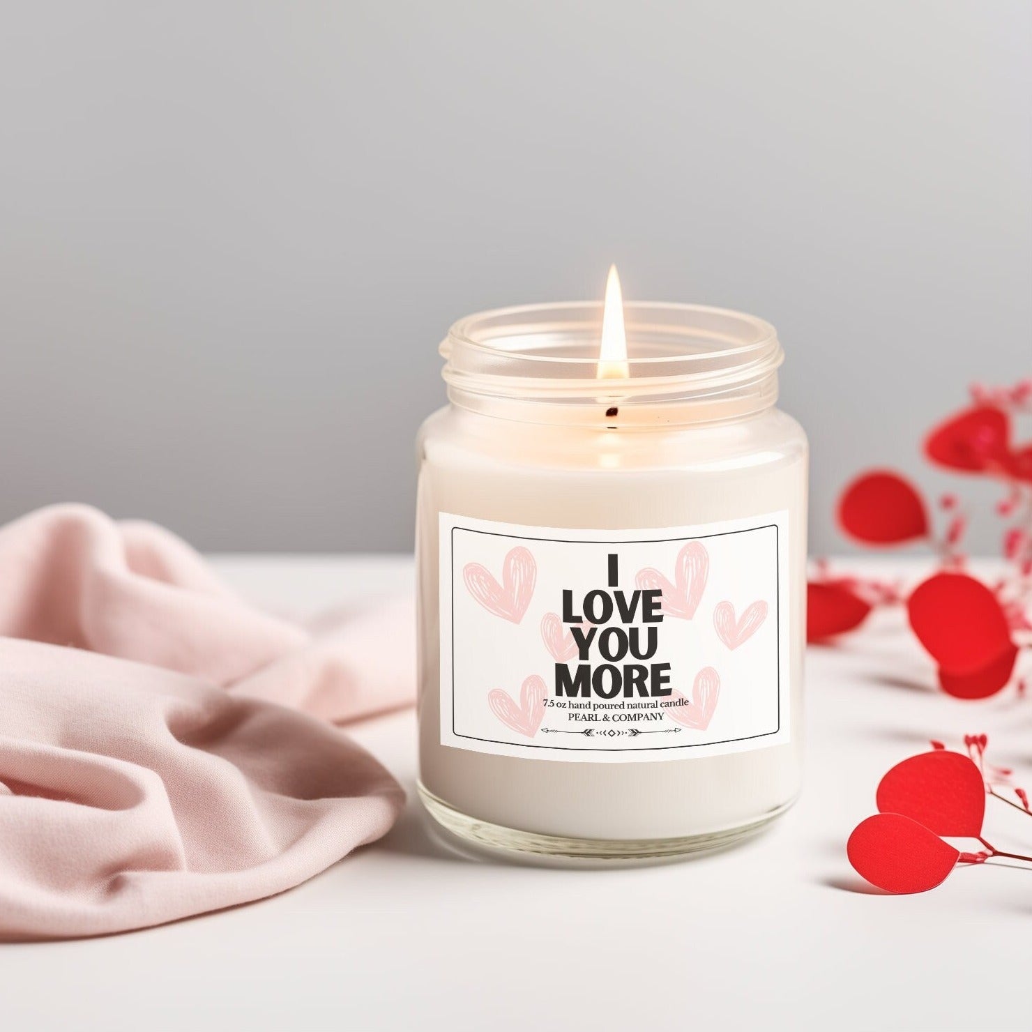 Pearl and Company Natural Candle, I love you more personalized Candle