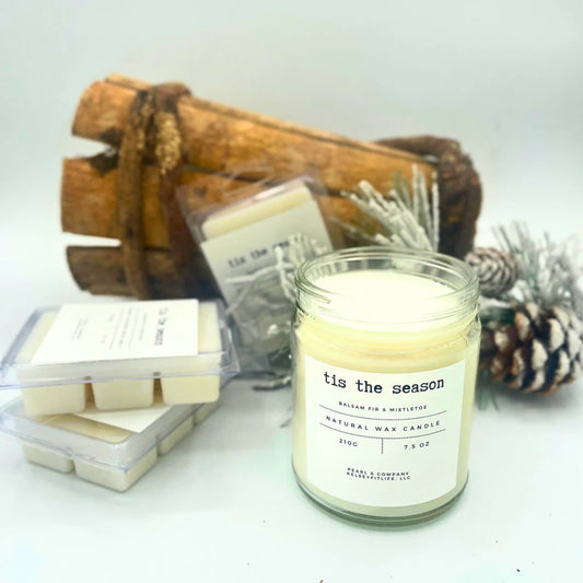 Pearl and Company Natural Candle, Balsam Fir & Mistletoe